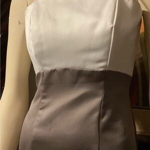 Couture Collection Dress Elegant White and Gray Strapless Dress